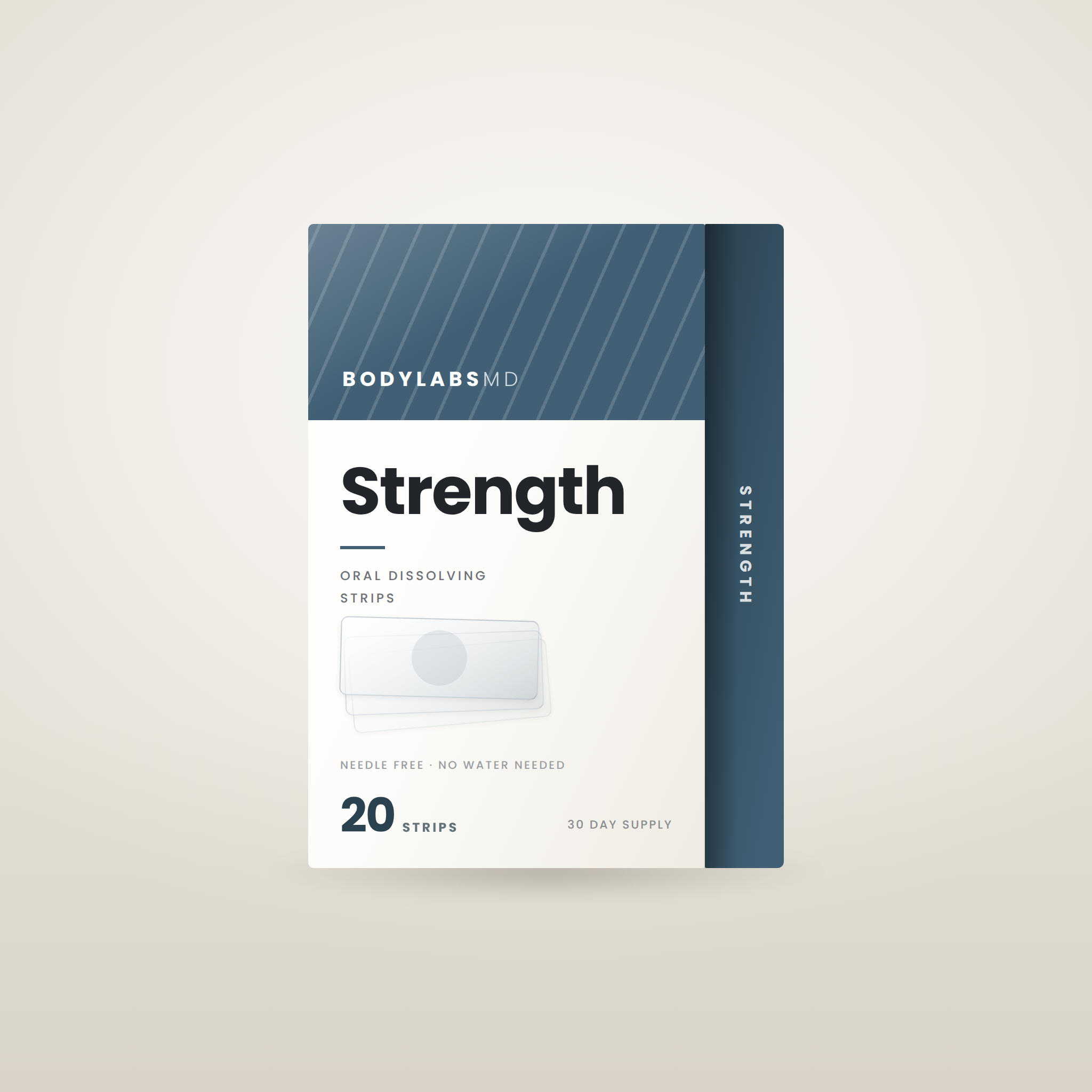 Strength oral dissolving strips by BodyLabsMD, 20 count box